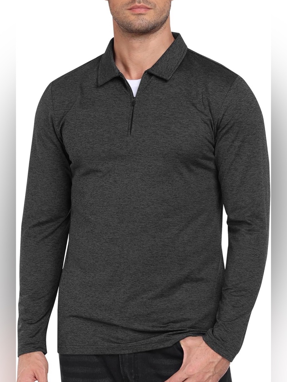 Men's Black Quarter-Zip Polo